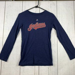 Cleveland Indians Swisher #33 Youth MLB Medium Majestic‎ Blue Sweater M 10/12